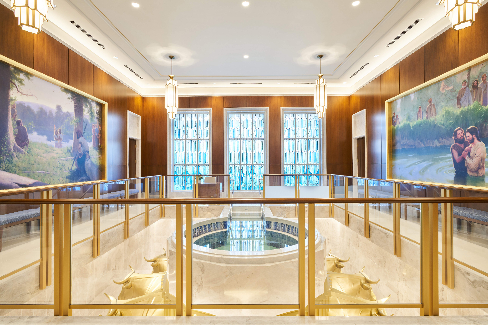 A white room in the Brasília Brazil Temple.