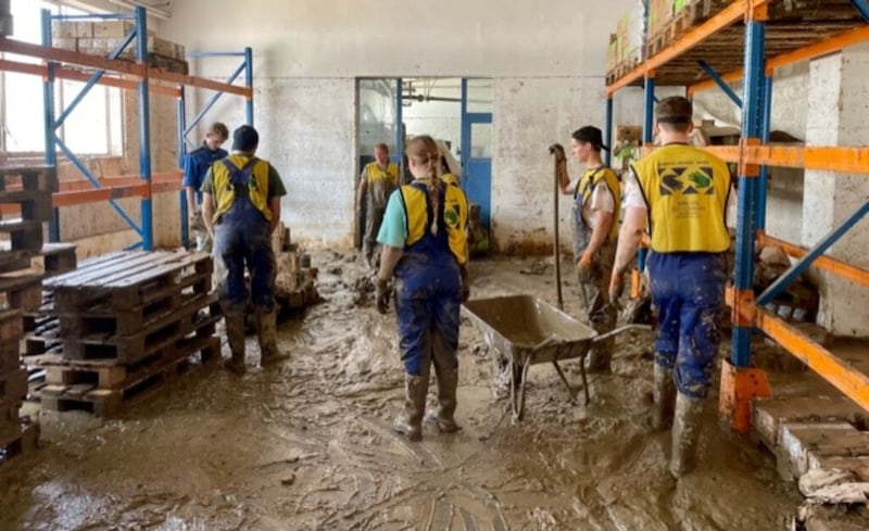 Church volunteers, including members and missionaries, help those affected by the July 2021 floods in Germany.