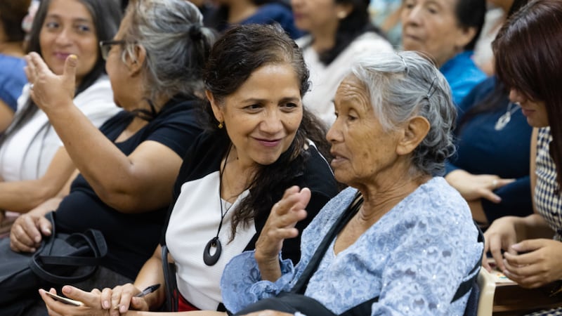 Relief Society sisters gather in Guatemala City, Guatemala.