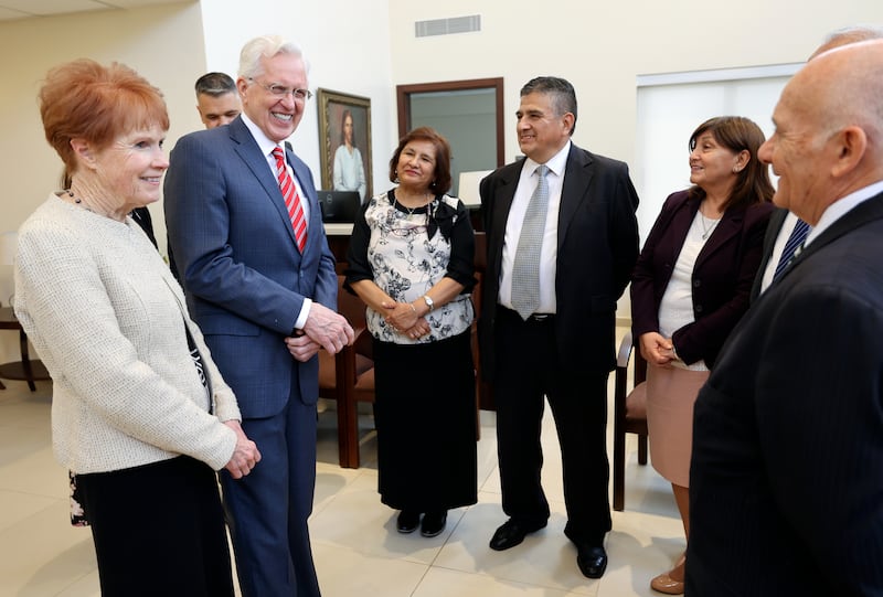 The Christoffersons meet with the Salta Argentina Temple presidency.