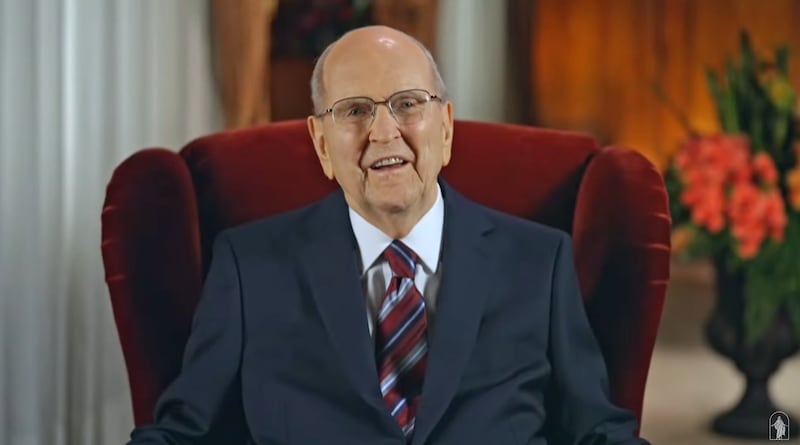 President Russell M. Nelson, president of the Church, speaks in a recorded message shown during the Sunday afternoon session of the 194th Annual General Conference of The Church of Jesus Christ of Latter-day Saints on April 7, 2024.