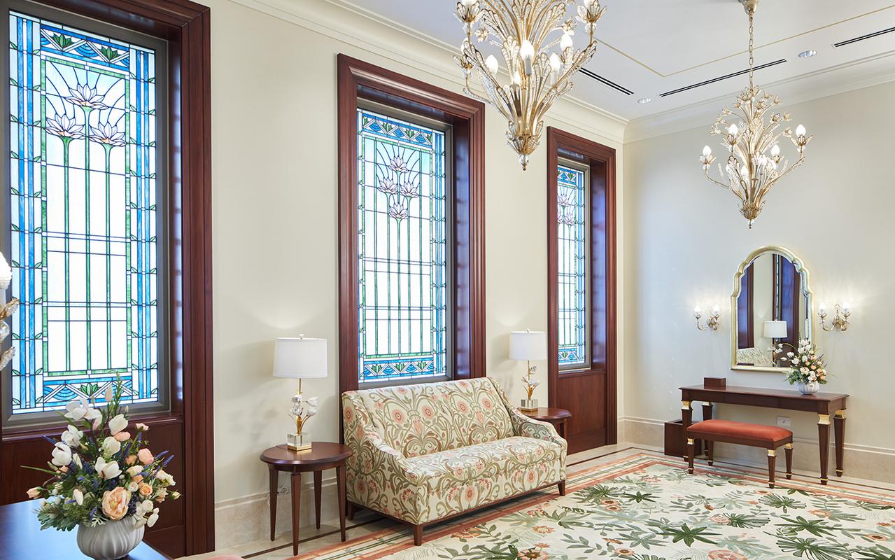 The bride's room inside the Belém Brazil Temple The Church of Jesus Christ of Latter-day Saints