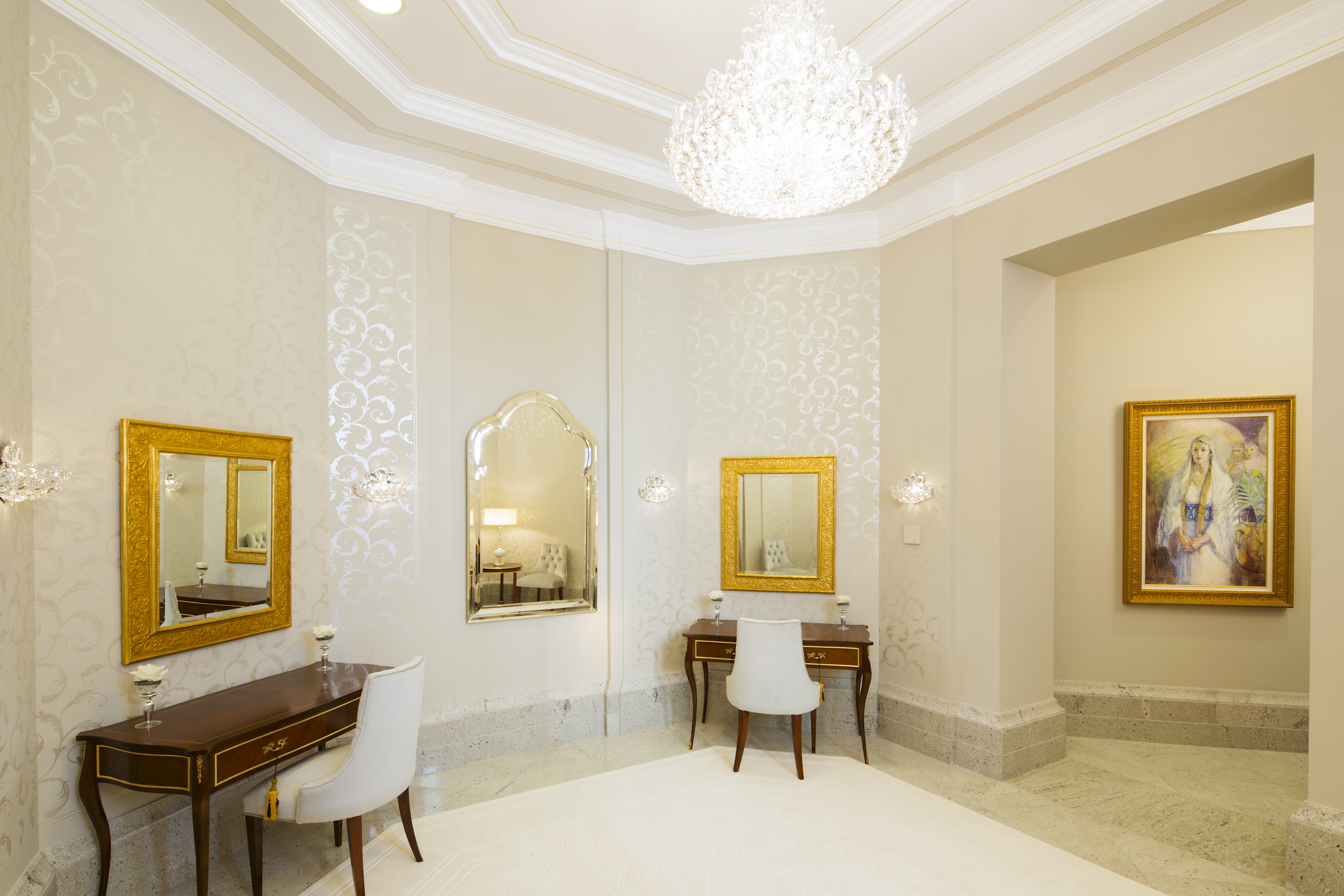 A white room inside the Buenos Aires Argentina Temple.