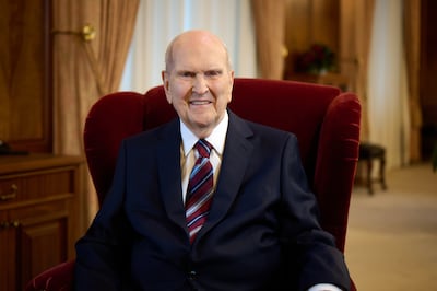 President Russell M. Nelson, president of the Church, records a message that was shown during the Sunday afternoon session of the 194th Annual General Conference of The Church of Jesus Christ of Latter-day Saints on April 7, 2024.