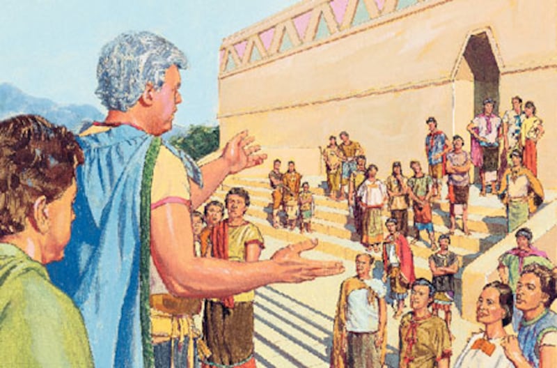 King Limhi introduces Ammon to his people in this painting from The Church of Jesus Christ of Latter-day Saints.