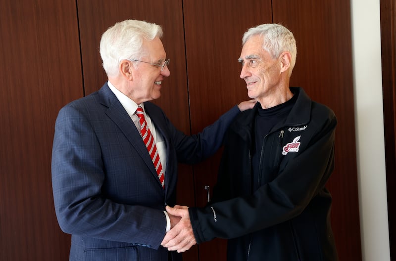 Elder Todd Christofferson visits up with Ricardo Craven, whom he knew as a teenager when he served as a young missionary in northern Argentina.