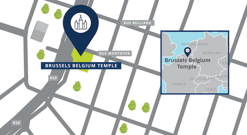 Site location map for the Brussels Belgium Temple.